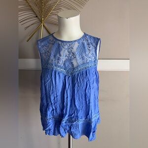 Altar'd State Periwinkle Lace Overlay Top